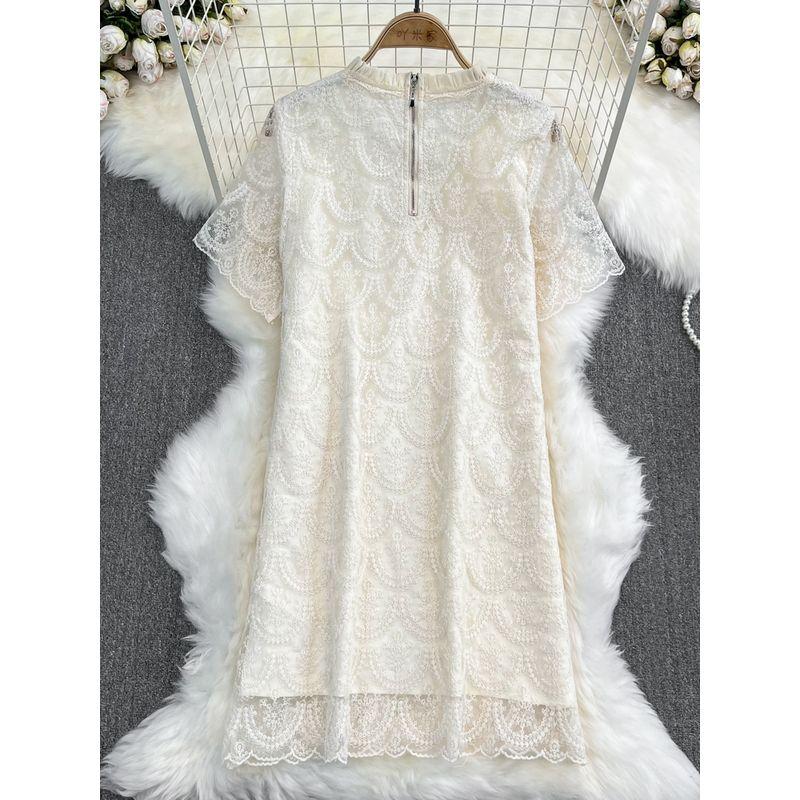 Summer Socialite Beaded Lace Straight-leg Dress Short Sleeve