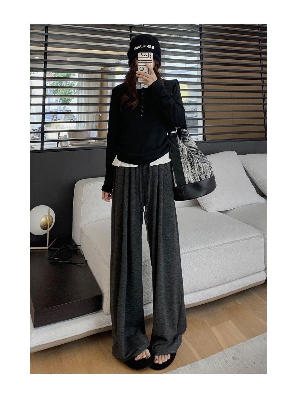 

Женские брюки с широкими штанинами в стиле ретро - Дышащие, Удобные, Прямые для осени и лета M серый