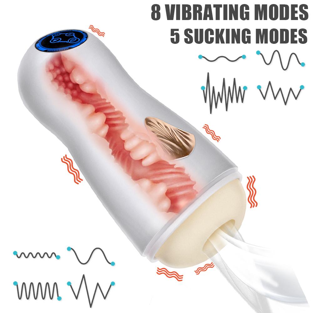 Blowjob Sex Male Masturbator Strong Suction Vibrator Fake Mouth For Men Glans Sucking Penis Trainer Cock Exerciser Erotic