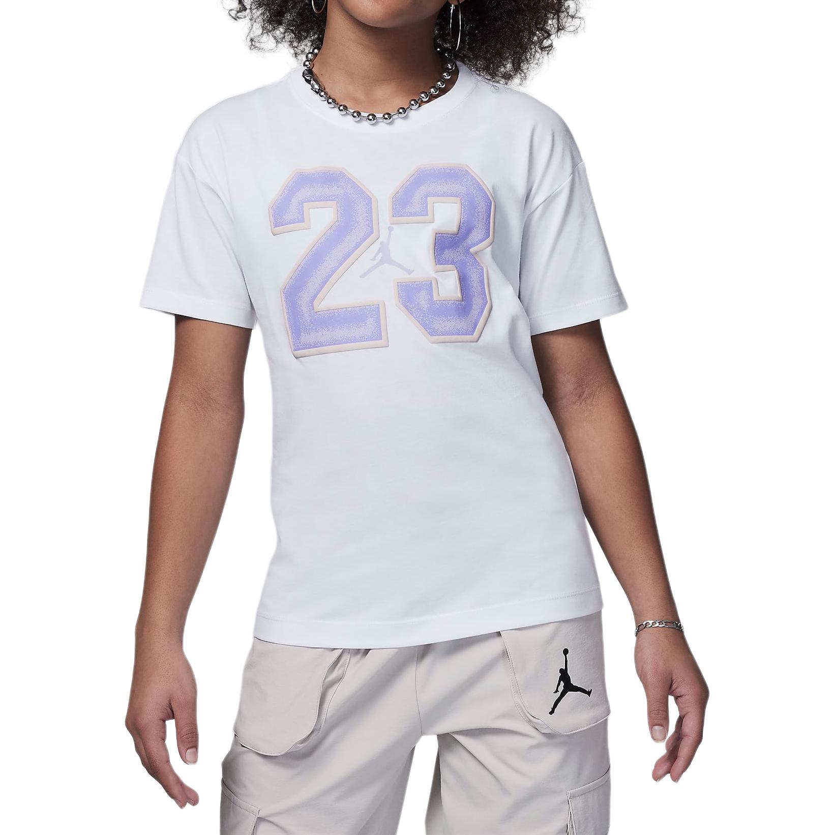 

Jordan Graphic T-Shirt Digital Pattern Round Neck Short Sleeve Kids Tops White 45C990-001 XL