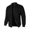 Frühlings Herren Schwarze Bomberjacke Reißverschluss Lässiger Langarmmantel