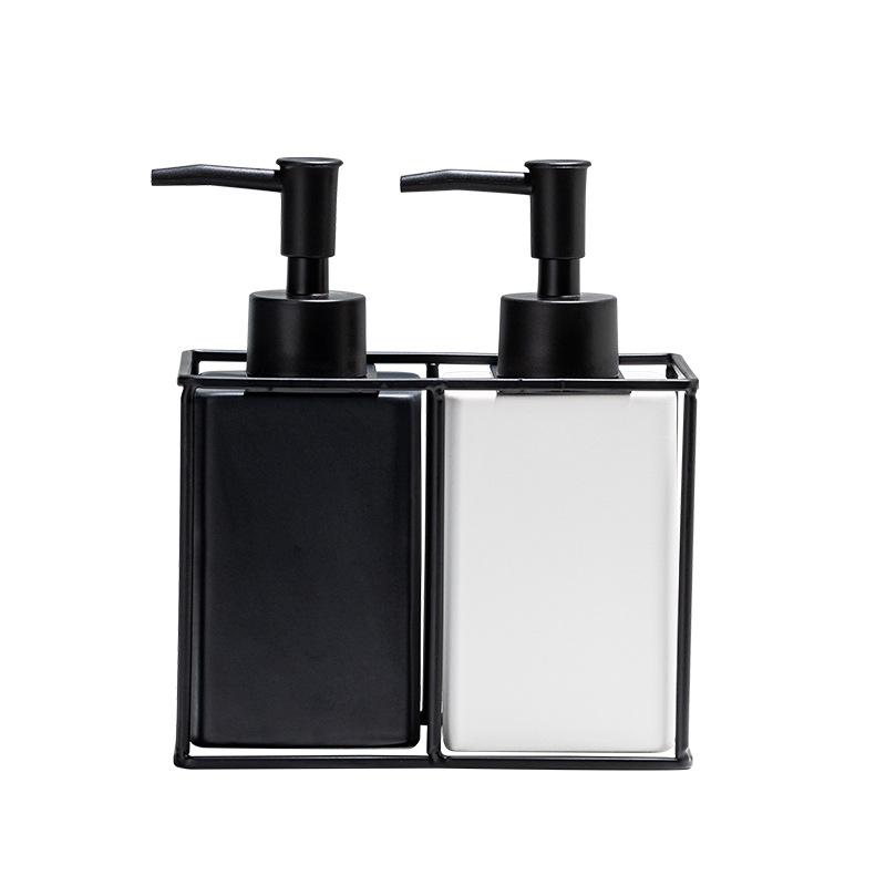 Home Ceramic Hand Sanitizer Bottle Matte Wrought Iron Bathroom Shower Gel Is Bottled and Pressed Into Soap Bottle Bathroom