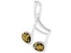 Short Silver Necklace Music Note With Green Amber Sixteenth Note 42 Cm