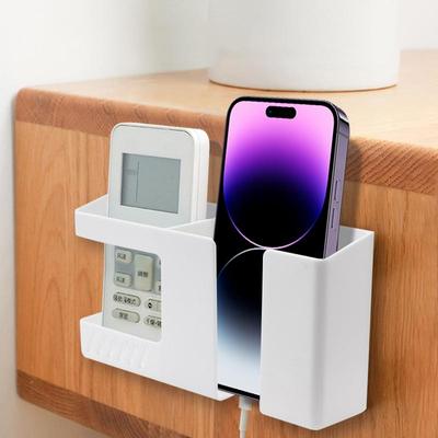 Wall Mounted Organizer Storage Box Remote Control Mounted Mobile Phone Plug Wall Holder Charging Multifunction Holder Stand
