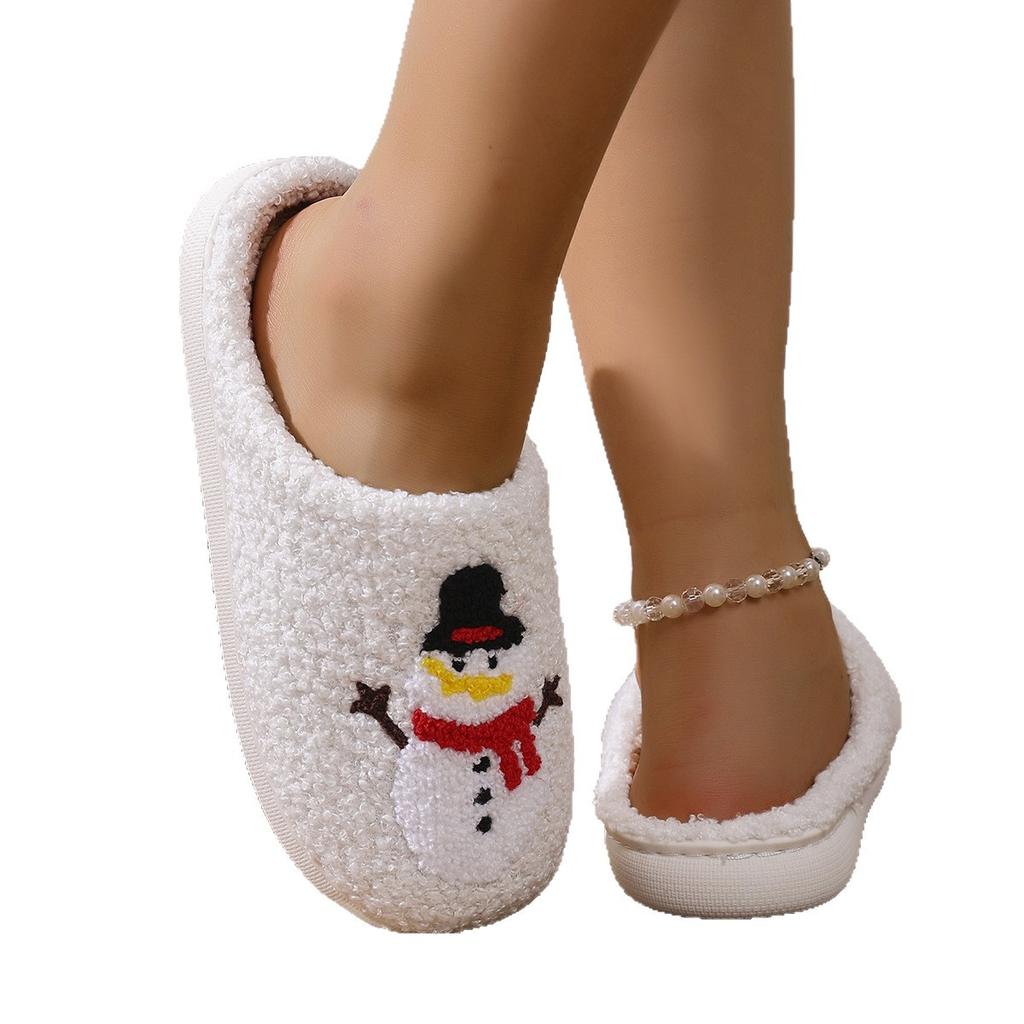 Fashion Christmas Women Slippers Cute Gingerbread Winter Warm Slides Couple Houseshoes Men Bedroom Flat Soft Sole Home Shoes for Gift