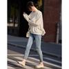 Demana French Lace Trim Round Neck Sweatshirt
