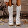 Mode Retro Ethnische Bestickte High Heel Mid-Tube Stiefel für Damen