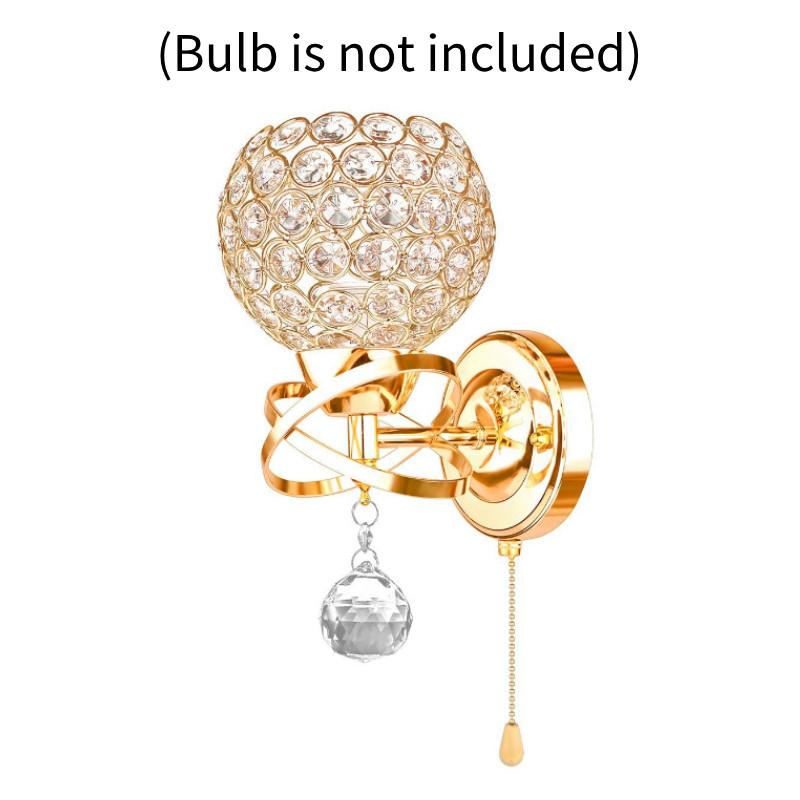 Crystal Wall Modern Light Holder Power Pull Switch Bedroom Hallway Lamp Wall
