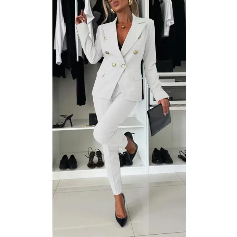 Women's Business Blazer Pant Suit Dressy Blazer Jackets High Waisted Pants Set Two-Piece Formal Outfit for Work Office