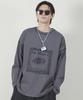 Deumakeu Square Graphic Stitch Long Sleeve T-Shirt Charcoal