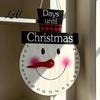 Holiday Countdown Sign Christmas Calendar Reusable Days Until Door Hanging Sign Wooden Vintage Round Wreath Hanger for Wall Decor Interactive