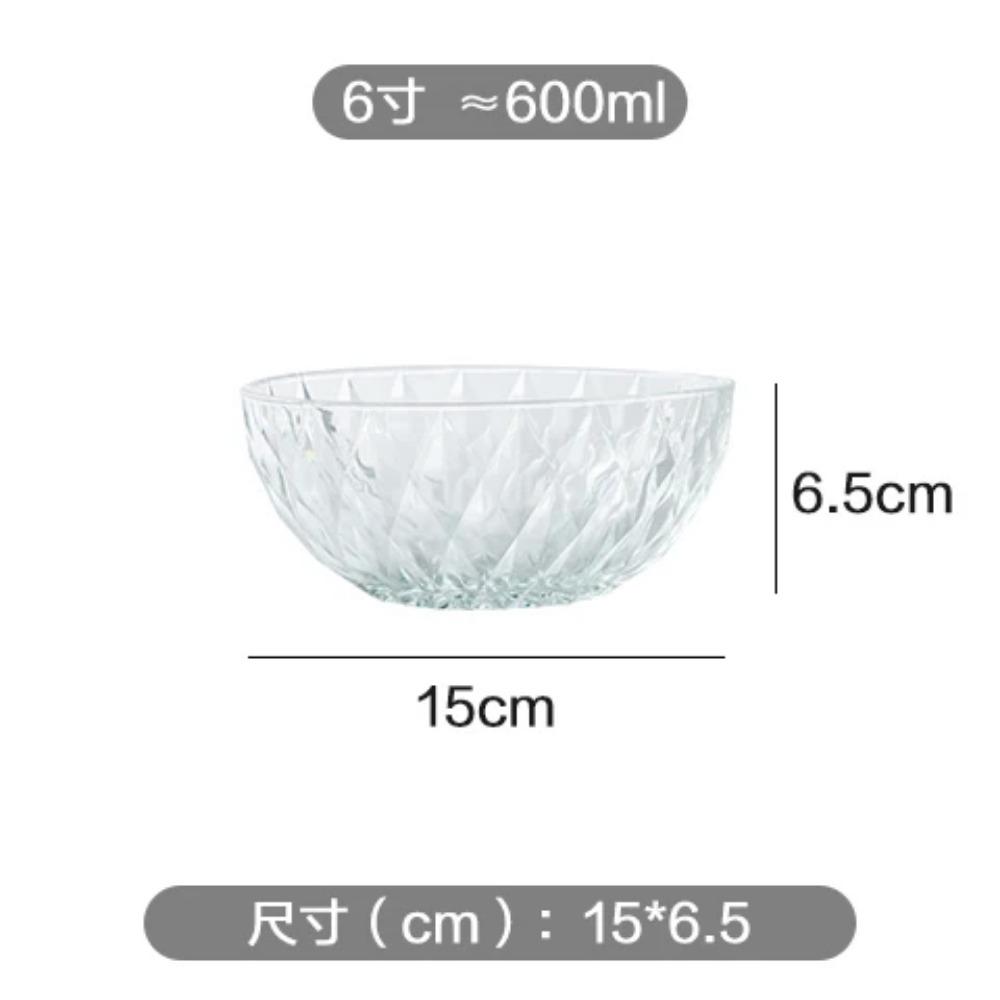 Transparent Glass Bowl Household Japanese-style Fruit and Vegetable Salad Bowl Plate Dormitory Resistant To Cold and Heat Bowl