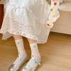 Ladies Spring and Summer Thin Striped Star Color Polka Dot Lovely Breathable Mesh Hollow Tube Stack Socks