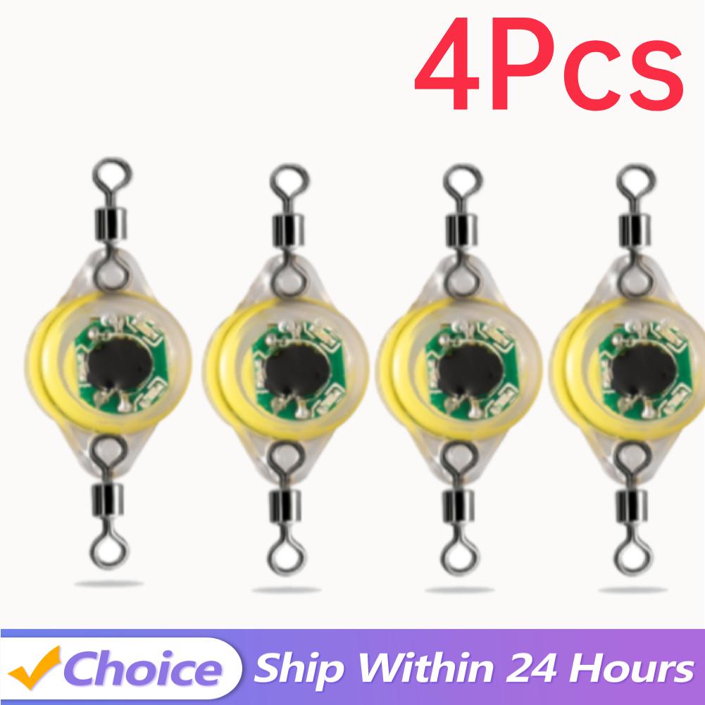 5-2PCS LED Fishing Lure Light Flashing 4Color Deep Drop Underwater Eye Shape Fishing Squid Fishing Bait Luminous Attracting Fish