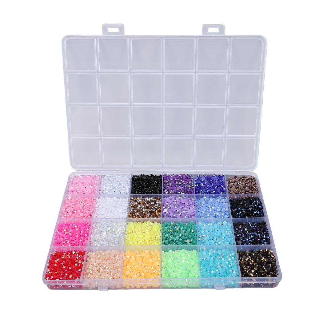 24 Roosters Schitterende Kit 3mm Meerkleurige Hars Platte Back Strass Steentjes met 3 Stuks Lijm voor Doe-het-zelf Knutselen Kleding Schoenen