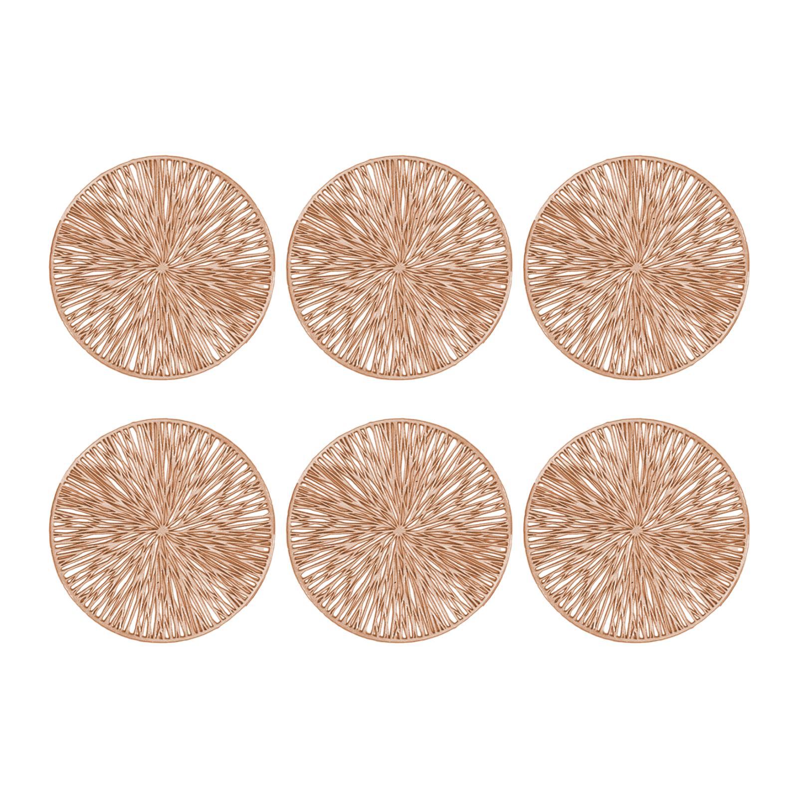 

6 Pieces PVC Drink Coasters Cup Pads Multifunctional Table Top Protection Round розового золота