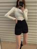 2024 High-Waist Slimming Black Booty Shorts: Women's Spring/Summer Casual Elastic Hot Pants