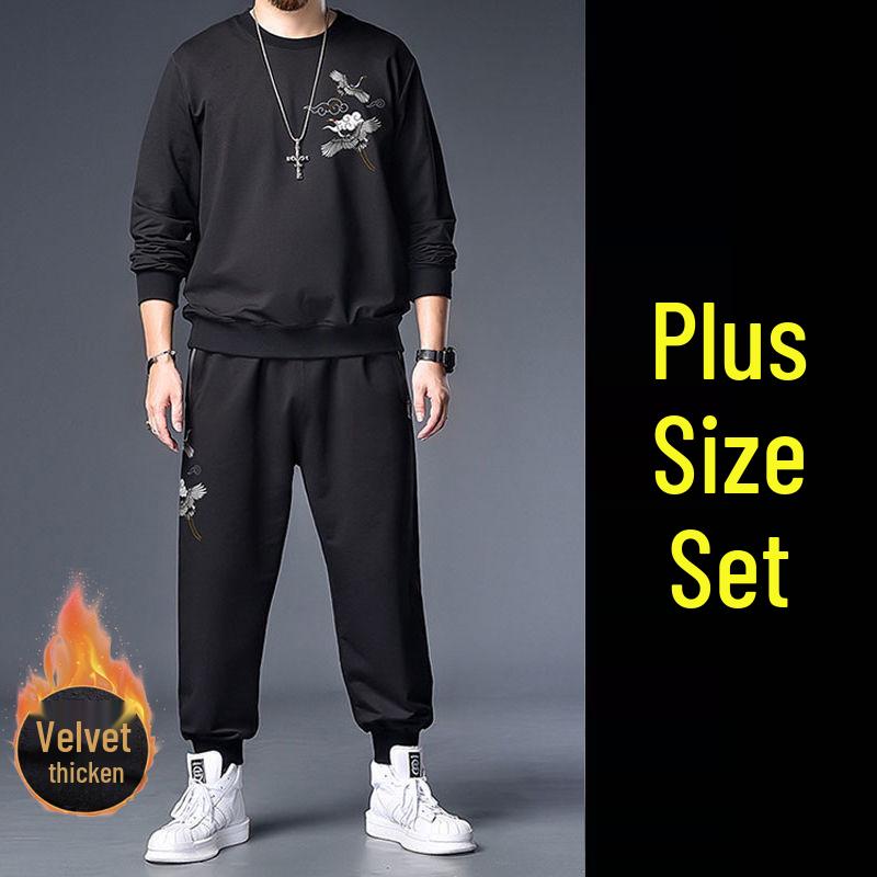 Men's Plus Size Loose Fit Autumn Hoodie & Joggers Set