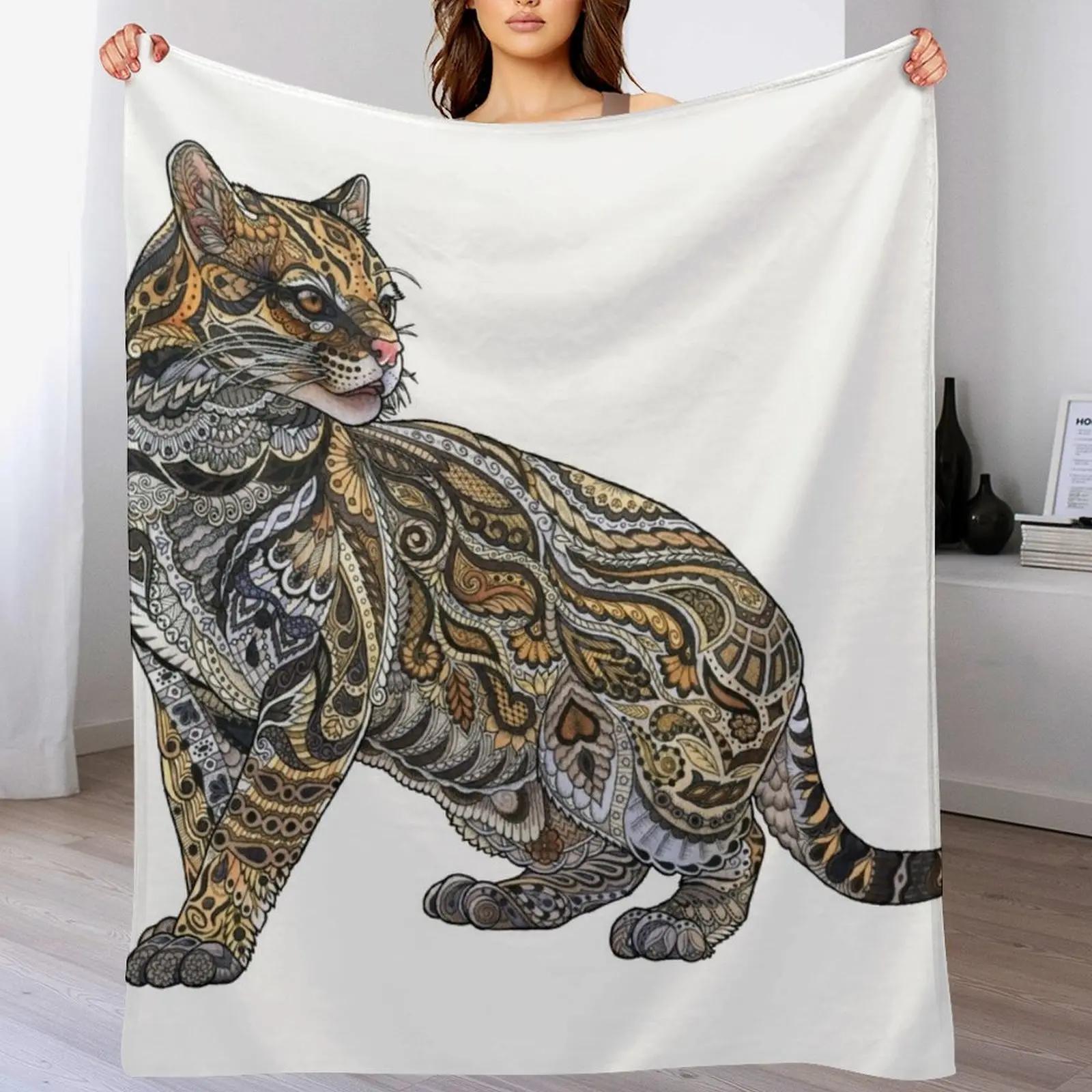 

Ocelot Throw Blanket Cozy Warm Blanket for Bed Room Decor 102x76cm(40x30in)