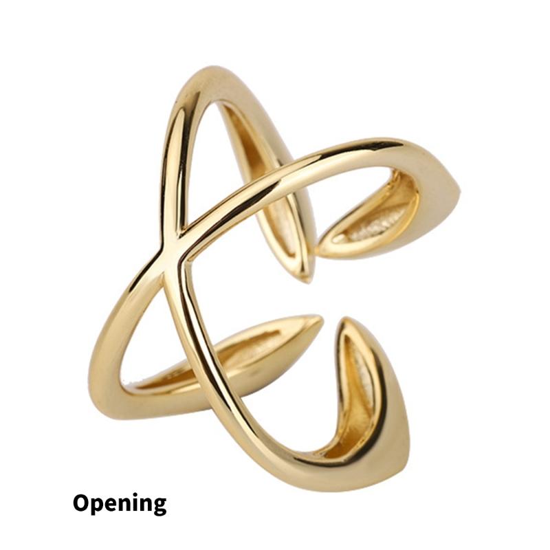 Lines Crossed Geometric Ring for Stylish Women Adjustable Size Open Finger Ring Unique Accessories Date Night Accessory