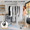Metal Garment Rack with Lockable Wheels Rolling Garment Rack Portable Wardrobe Sturdy Coat Rack for Bedroom Laundry Living Room