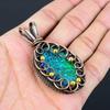 Attractive Blue Australian Triplet Opal Gemstone Pure Copper Wire Wrapped Handmade Jewelry Pendant