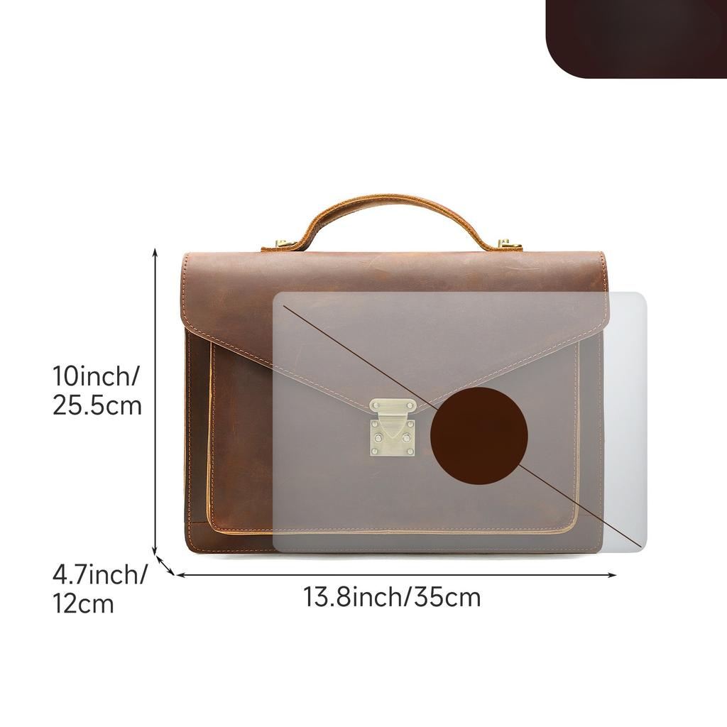 High-end Genuine Leather Men's Briefcase, Business Trip Handbag, Computer Bag, Single-shoulder Crossbody Bag