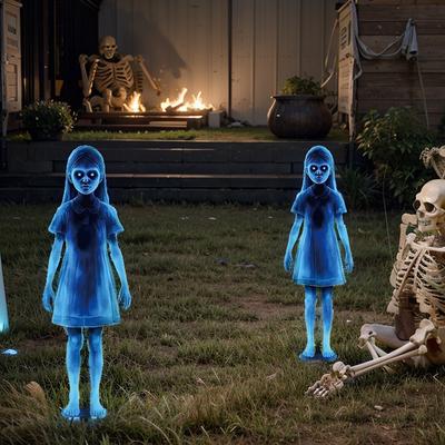 1 szt. Żelazni Bliźniacy Halloweenowe Znaki Ogrodowe Wbijane W Ziemię Halloweenowe Dekoracje Wbijane W Ziemię Na Trawnik Patio Nawiedzony Dom