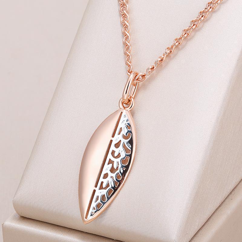 Luxury Glossy Metal Flower Big Pendant Necklace For Women Rose Gold Color Mix Daily Fine Vintage Jewelry