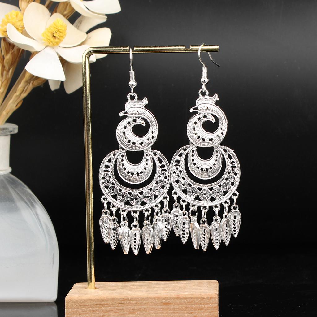 Turquoise Earrings Bohemian Drop Ear Earrings with Tassels, Geometric Alloy, Retro Style, Boastful Ear Accessories