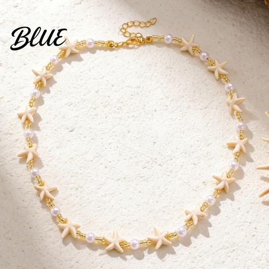 Dainty Necklace Bohemia Starfish Faux Pearl Lightweight Hypoallergenic Women Shell