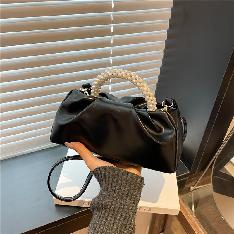 Сладкая девушка жемчужная сумка сумочка женская мода универсальная плиссированная сумка-мессенджер облако мини мобильный телефон маленькая сумка чёрный