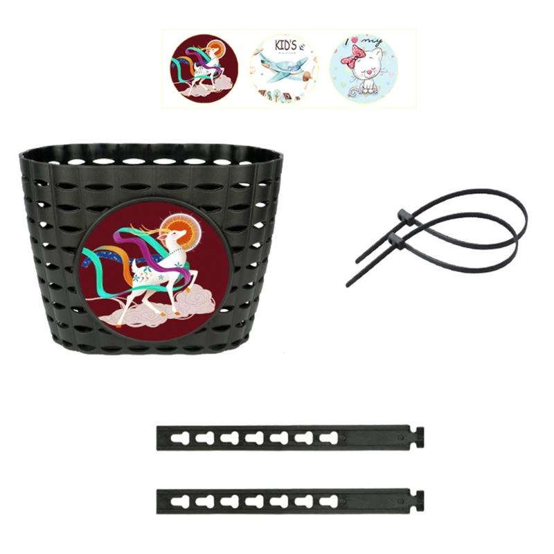 Front Handlebars Basket Waterproofs Childrens Bicycles Basket Plastic Tricycles Basket for School, Outdoor, Cyclings