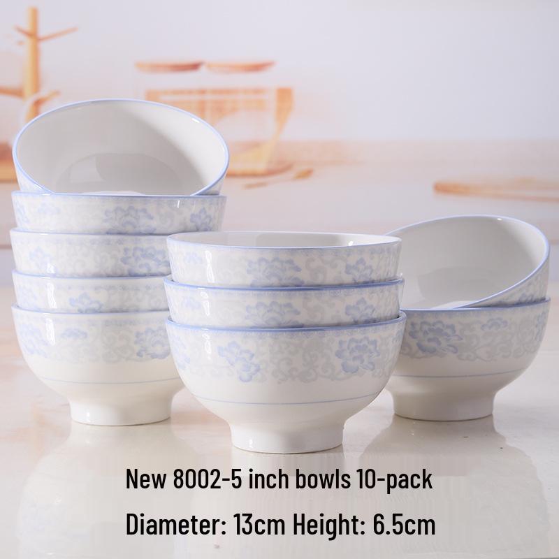 Retro Ceramic Porcelain Microwave-Safe Bowl Set - Chinese Style Tableware