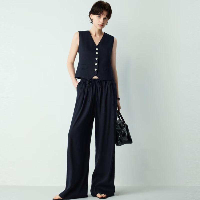 

Sancai 2024 Summer High-Waist Wide-Leg Linen Blend Pants L