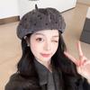 Women Vintage Polka Dot Beret Autumn Winter Versatile Pumpkin Hat