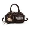Brown Trendy Pu Bowling Bag For Women Versatile Crossbody Purse Perfect For Use Everyday