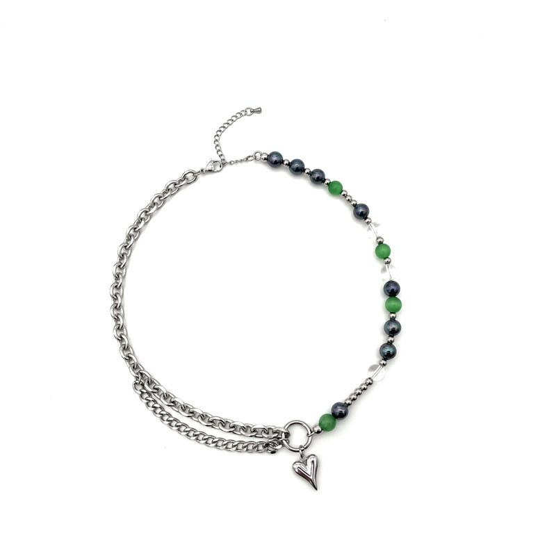 Heart Shape Layered Necklace With Stainless Steel Handcrafted Beads For Men Women