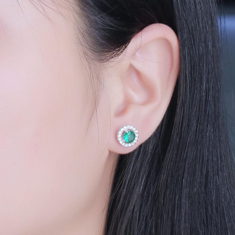 Gica Gema Bijoux Argent Sterling S925 Rond Personnalisé Classique Boucles d'Oreilles Puces Pour Femmes Bijoux Fins de Haute Qualité Cadeau pour la Saint-Valentin