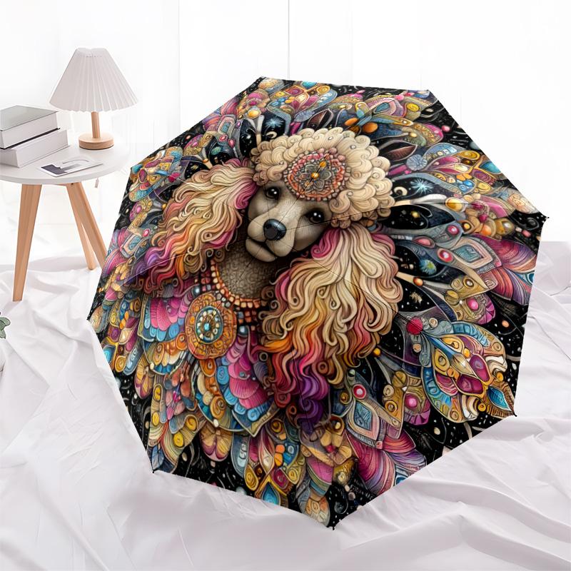 1pc Dog Lover Cute Pet Chihuahua VIP Border Collie Dog Umbrella Portable Folding Umbrella Iron Frame Hole Bone Structure Outdoor Home Umbrella H2