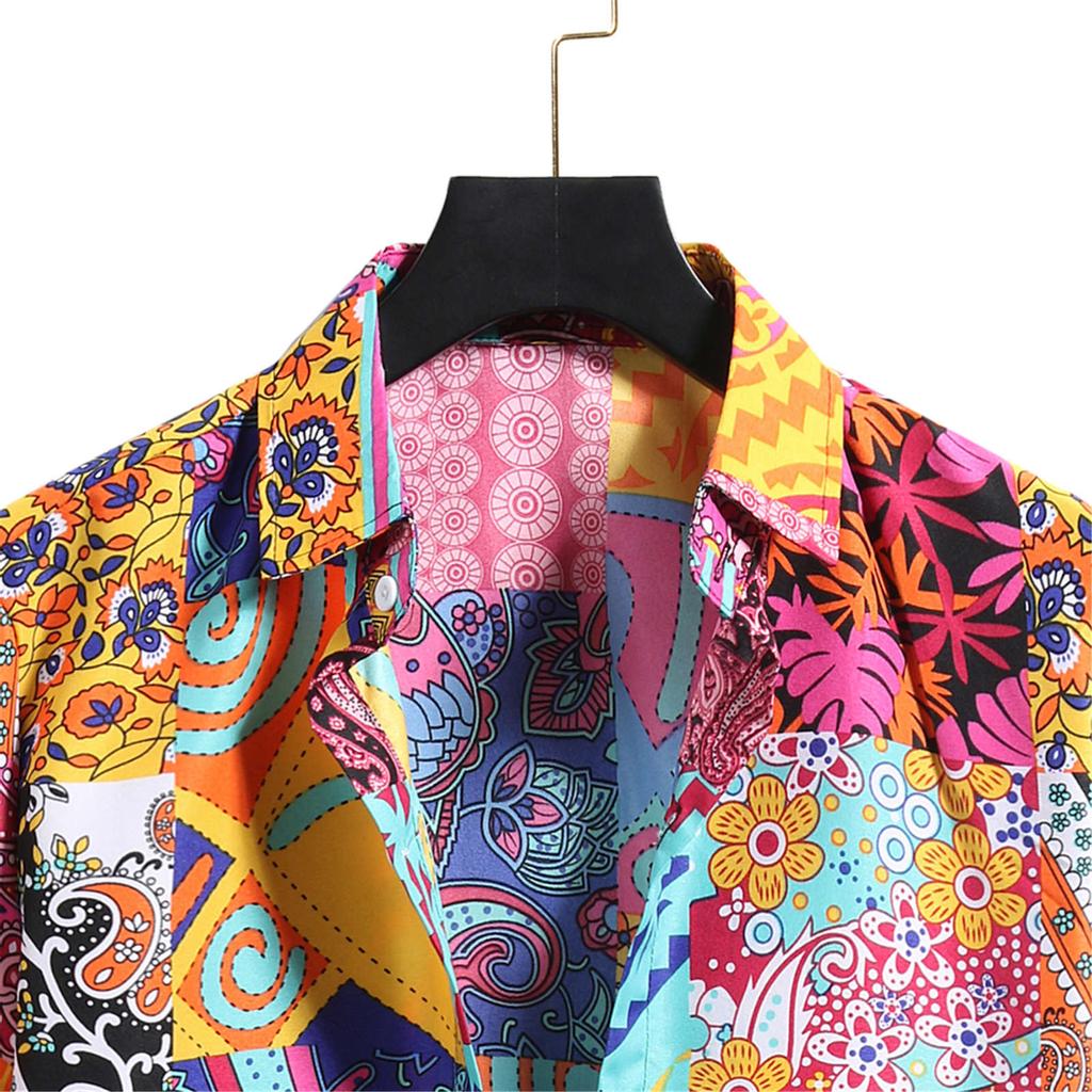 Cardigan à manches courtes pour hommes, chemise de plage hawaïenne à fleurs, chemise à col roulé pour hommes