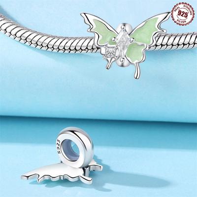 Animal Series Colorful Zircon Butterfly Heart Charms Copper Beads Pendant Fit Original Bracelet Jewelry Women Fine Gift