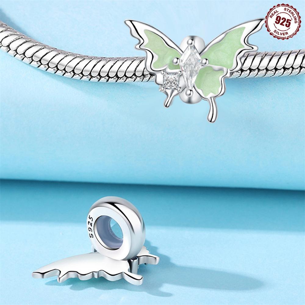 Animal Collection Colorful Zircon Butterfly Heart Charm Bead Charms Copper Bead Charms Pendant Compatible With Authentic Bracelets Jewellery Women Fin