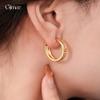 18k real gold electroplated zircon hollow C-shaped earrings light luxury high-end stud earrings European and American personalized earrings