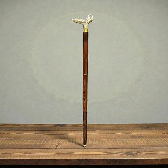 Handmade Wooden Walking Stick Cane With Brass Swan Handle 93.98 Cm Fathers Mothers Grandfather Grandmother Wedding Anniversary Gift