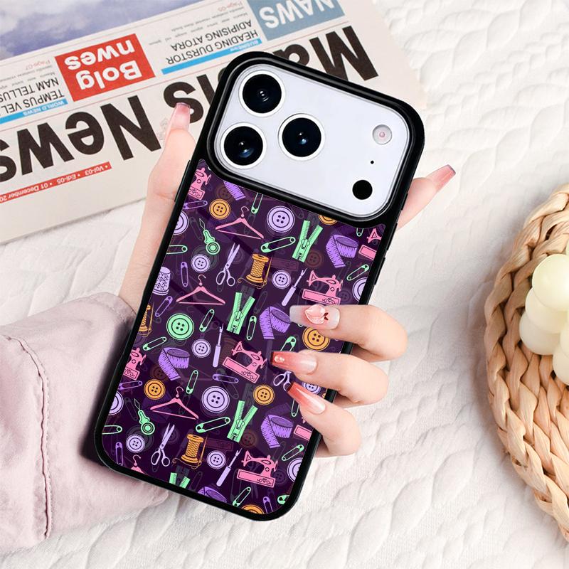 Sewing Machine Pattern Phone Case For IPhone 17 16e 15 14 13 12 11 Pro Max Air Mini Soft Protective Cover