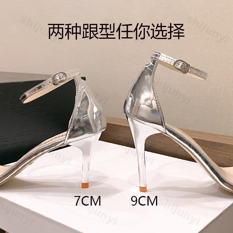 2026 Moda Nuova Fibbia Cinturino Diamantini Acqua Tacchi Alti Tacchi Sottili Scarpe Donna Sandali Estivi Donna con Tacco Alto Sexy