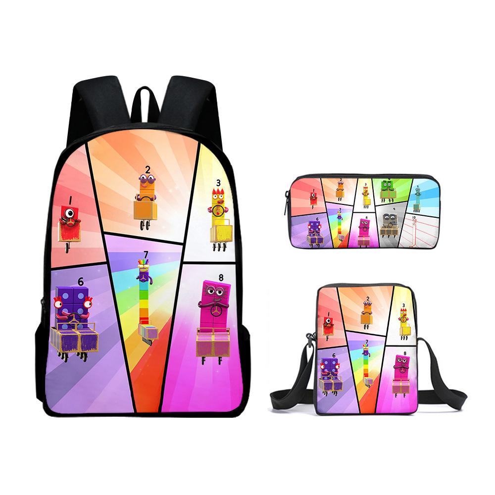 Game Merchandise Digital Building Block Schoolbag Backpack Satchel Pencil Bag Backpack Three-Piece Set