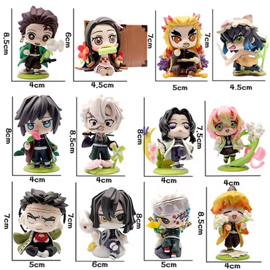 sold 1-12pcs Anime Demon Slayer Model Tanjiro Kamado Nezuko cartoon figure PVC model ornament child Christmas Halloween gift