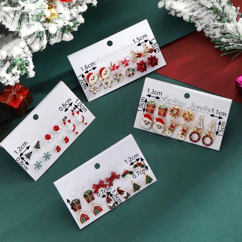 New Christmas Ornaments Fashion Christmas Tree Elk Snowflake Old Man Windmill Gift Cartoon Christmas Earrings